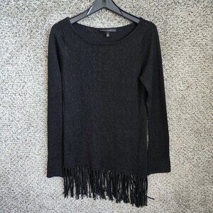 Women's Black Tunic Fringe Top